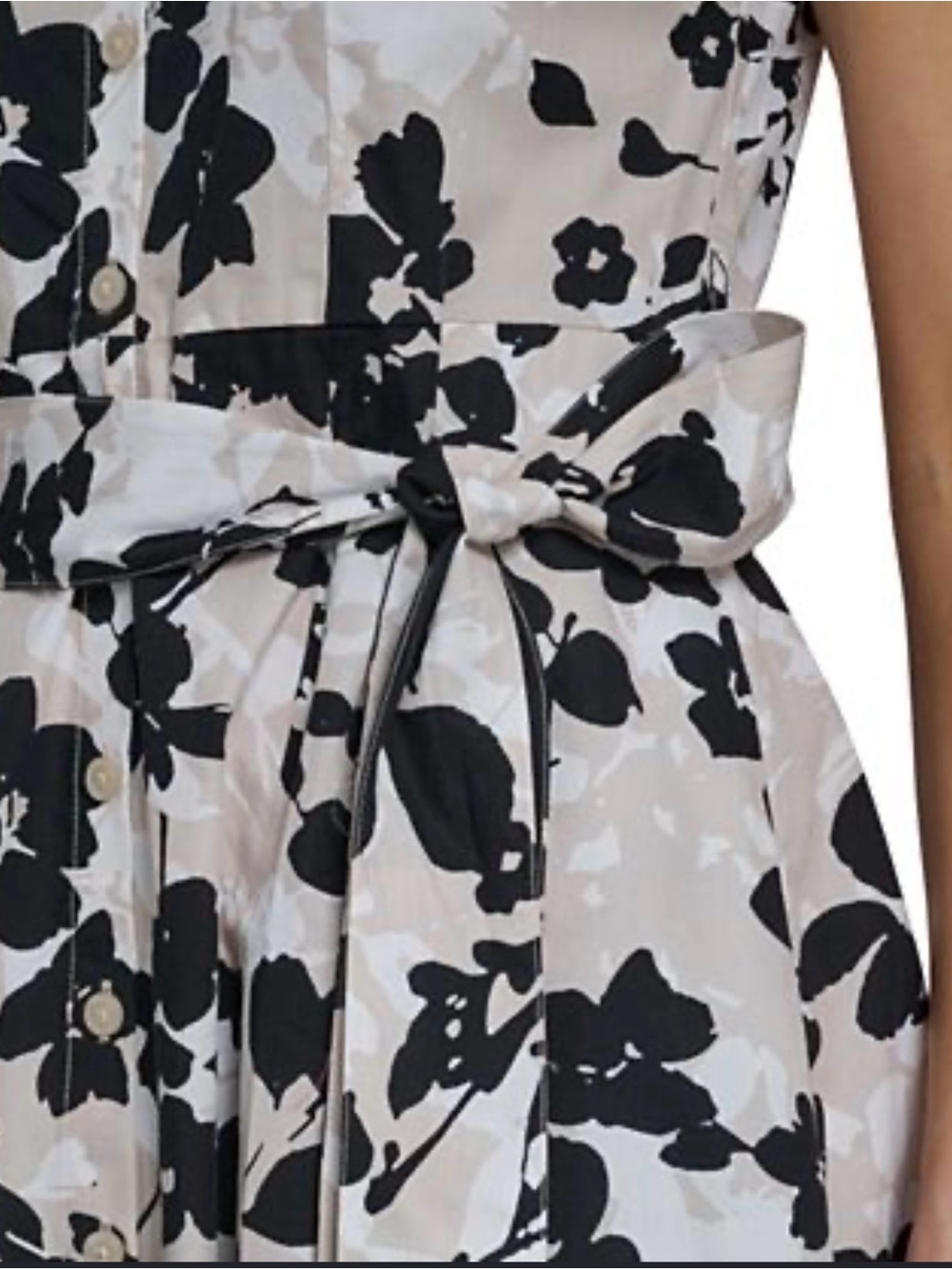 Calvin Klein Black & White Floral Midi Shirt Dress - Picture 7 of 7
